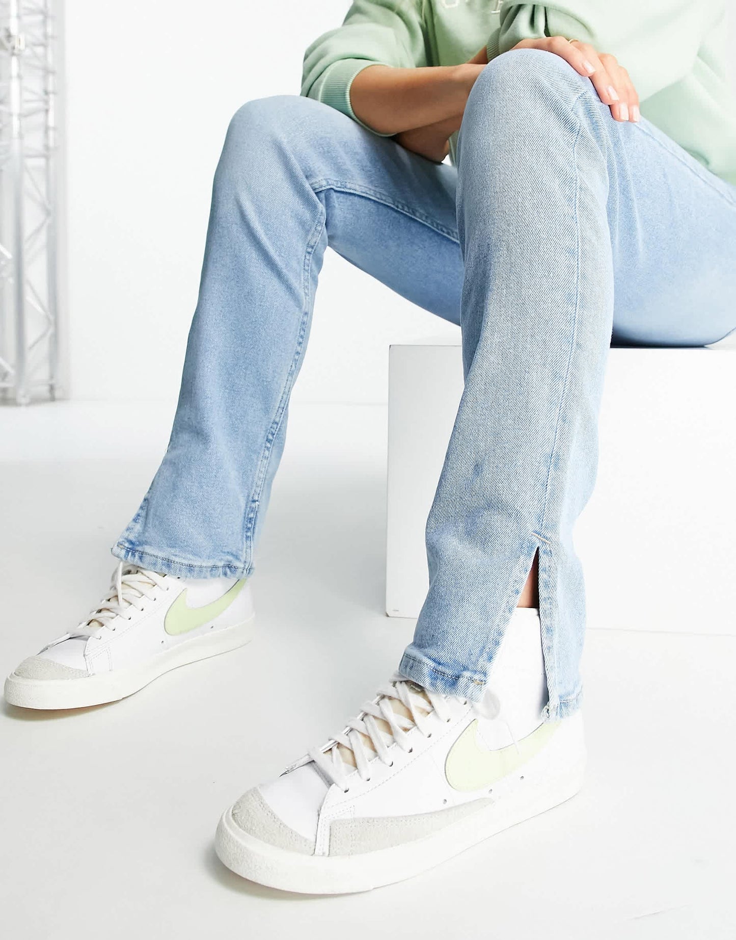 Bershka bootcut jeans in light blue