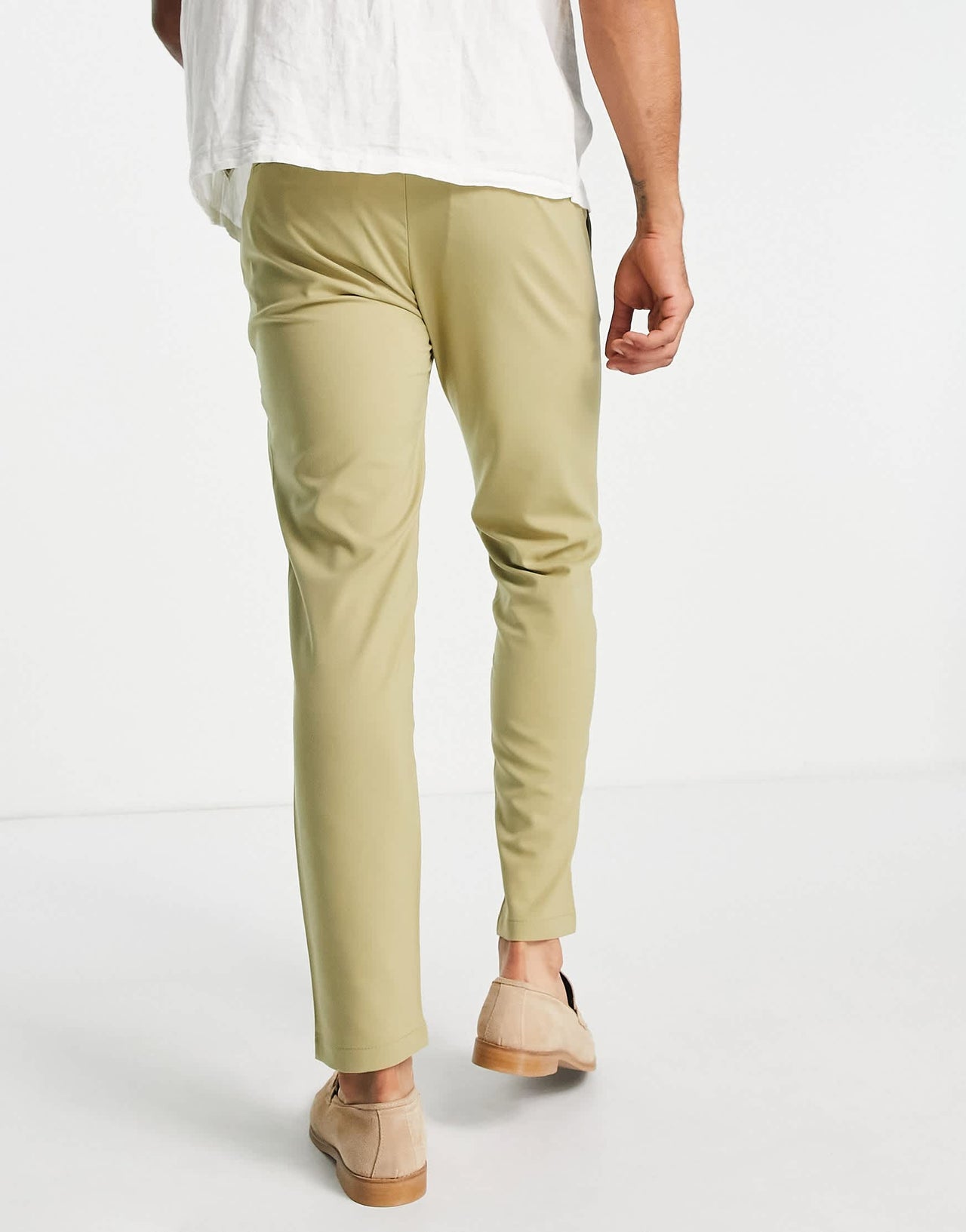 Pull&Bear slim tailored trousers in beige