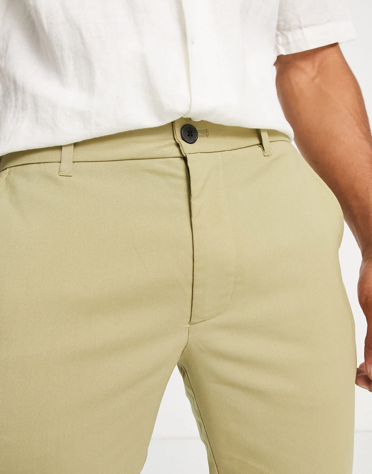 Pull&Bear slim tailored trousers in beige
