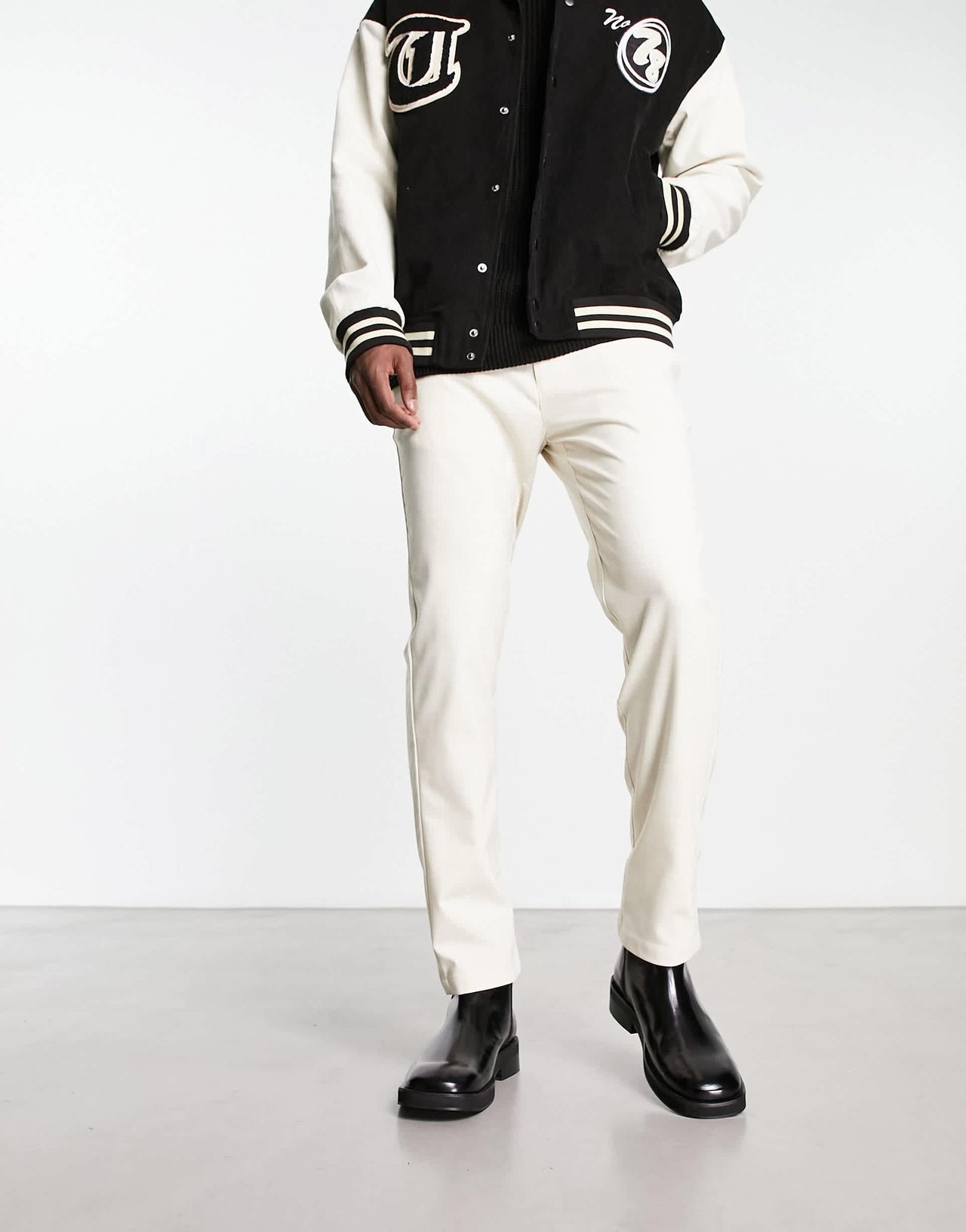 Pull&Bear slim tailored trousers in ecru check