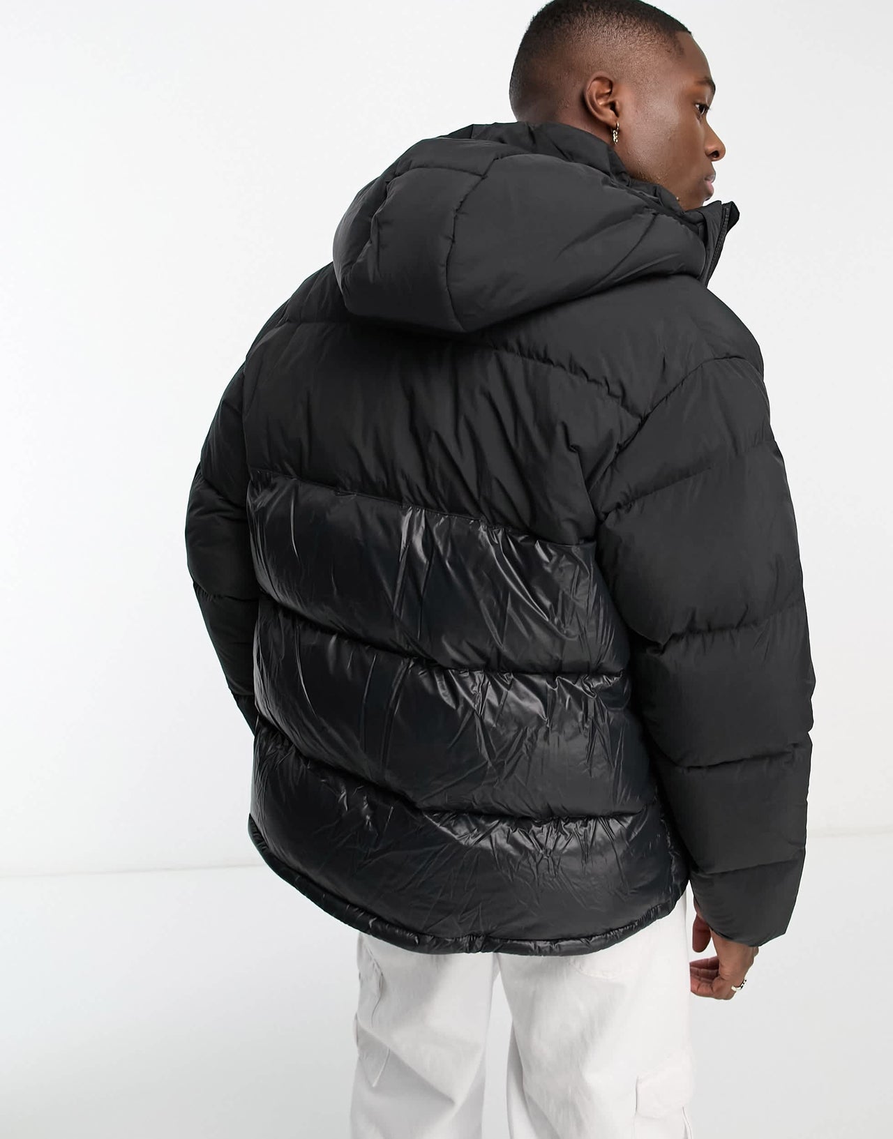 adidas Originals down puffer jacket with hood in black