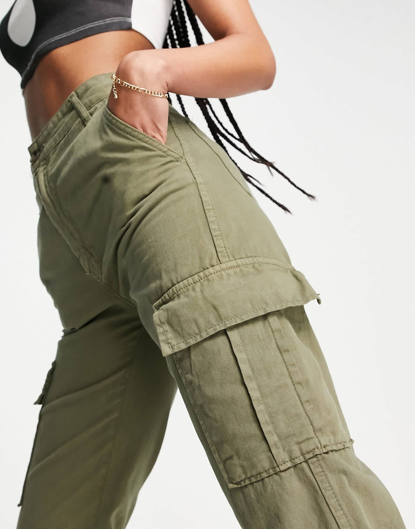 Stradivarius STR Tall straight leg cargo trouser in khaki