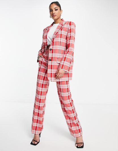 ASOS DESIGN Mix & Match slim boy suit blazer in red check