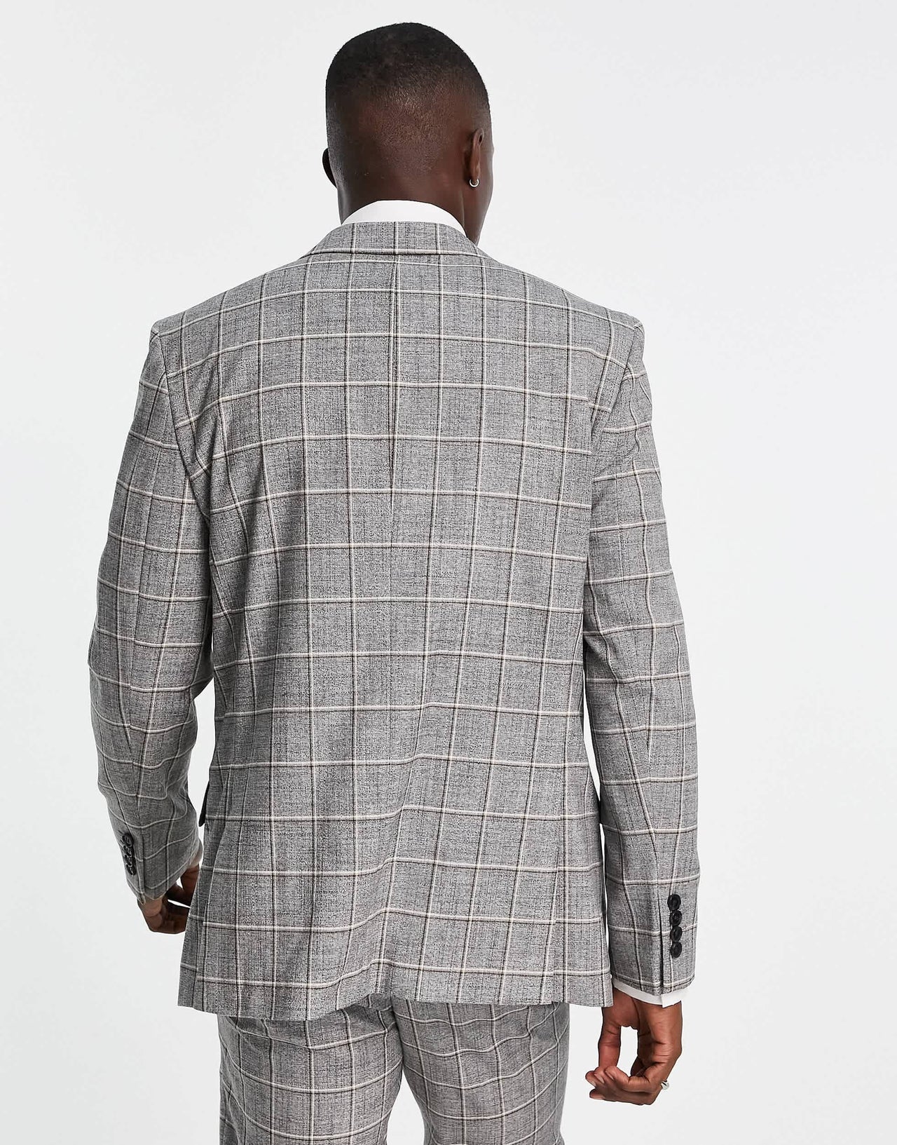 River Island checked suit jacket in grey check