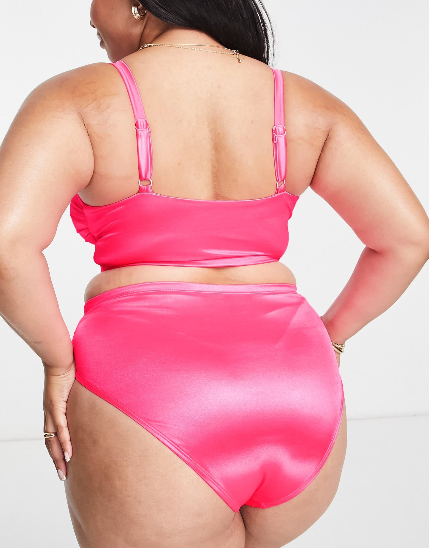 ASOS DESIGN Curve mix and match high waist bikini bottom in pink gloss