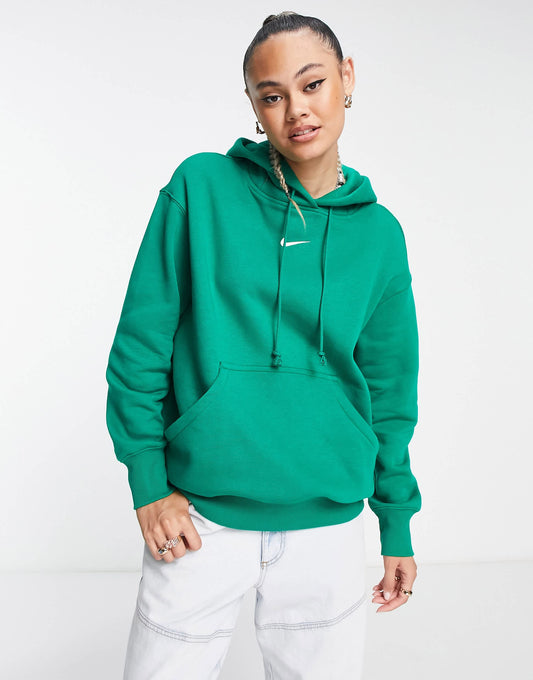 Nike Phoenix Fleece oversized pullover hoodie in malachite green