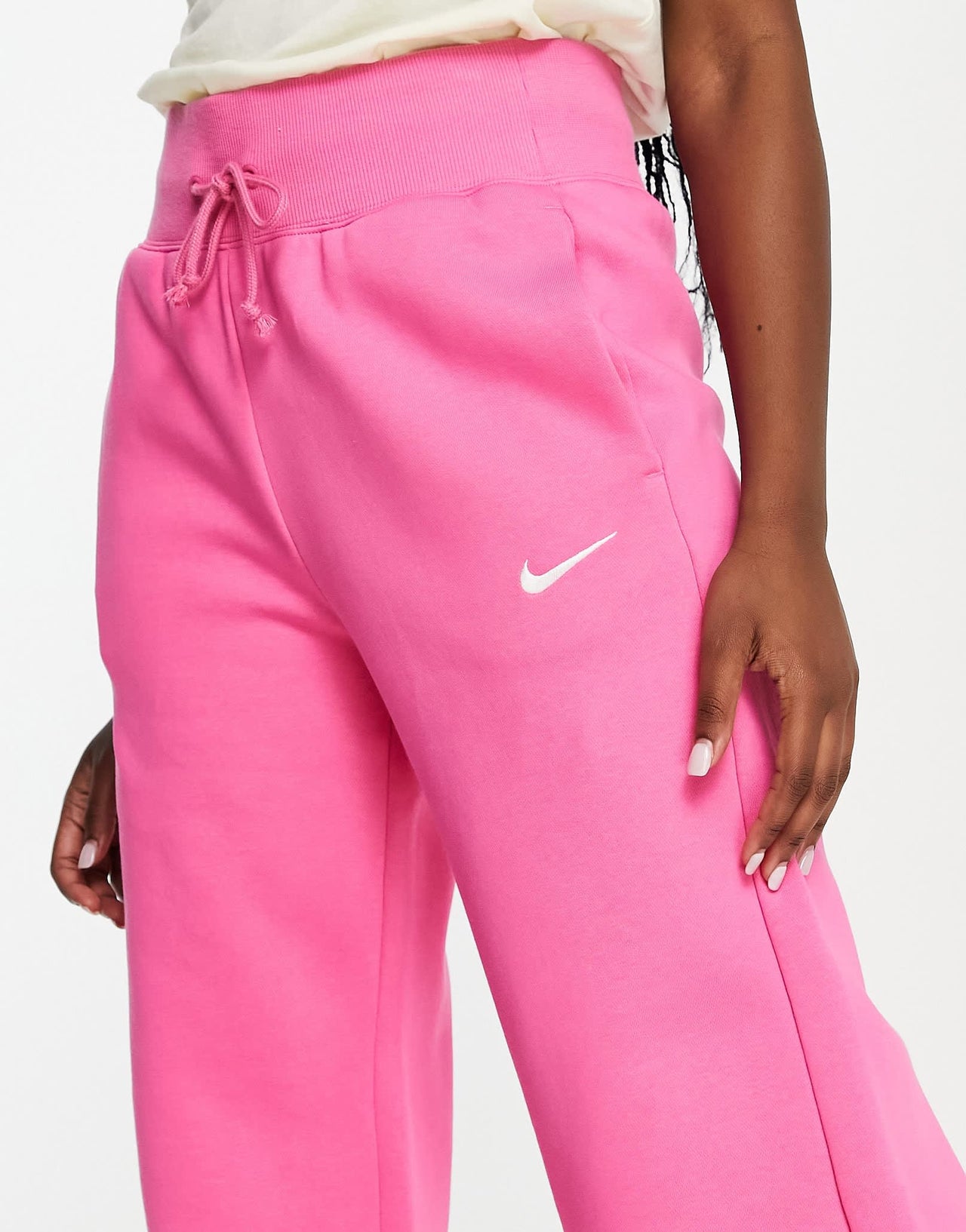 Nike Phoenix Fleece high rise wide leg joggers in pink