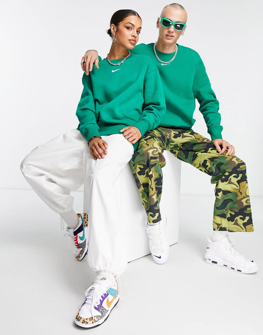 Nike Phoenix Fleece oversized crew sweatshirt in malachite green