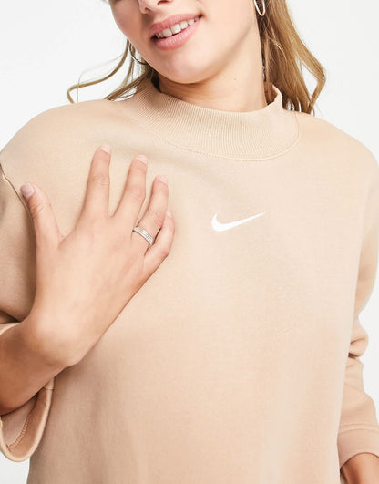 Nike mini swoosh fleece dress in hemp brown