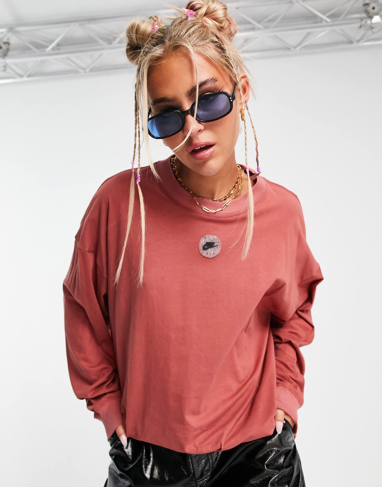 Nike Sports Utility back graphic long sleeve t-shirt in canyon rust