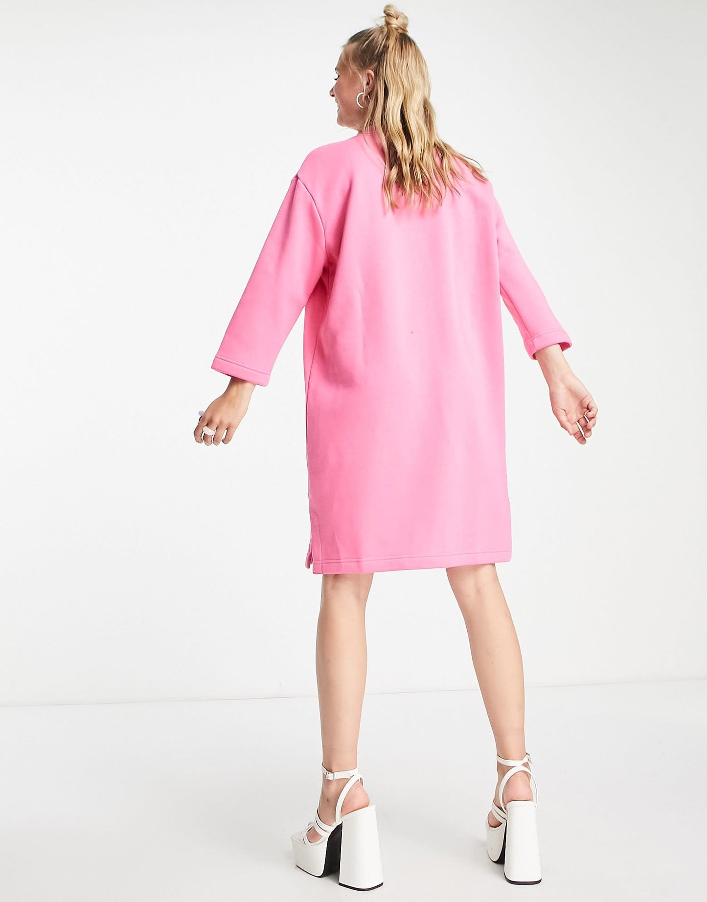 Nike mini swoosh fleece dress in pinksicle