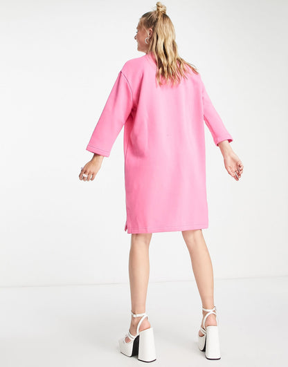 Nike mini swoosh fleece dress in pinksicle
