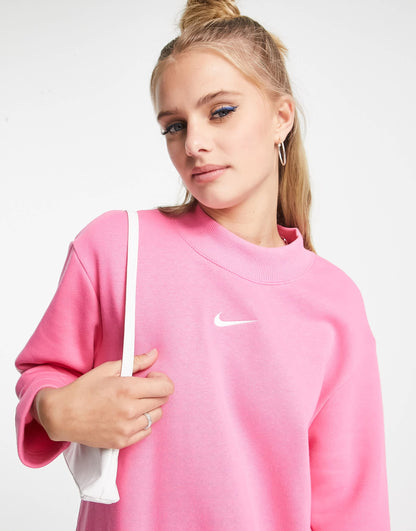Nike mini swoosh fleece dress in pinksicle