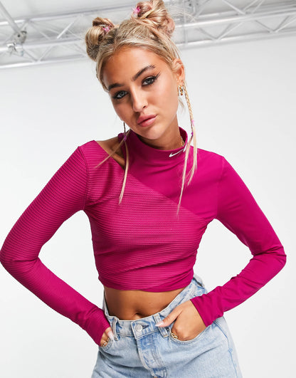 Nike Naomi Osaka asymmetric long sleeve top in dynamic berry