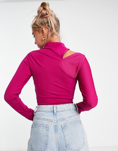 Nike Naomi Osaka asymmetric long sleeve top in dynamic berry