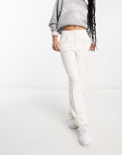 Miss Selfridge Petite tailored wide leg trouser in ivory  - IVORY