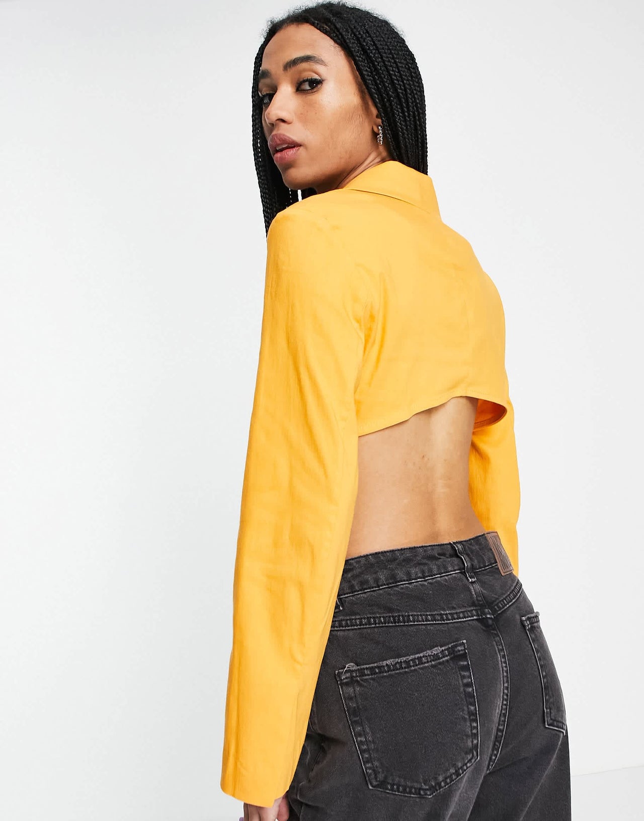 Bershka cropped blazer in orange