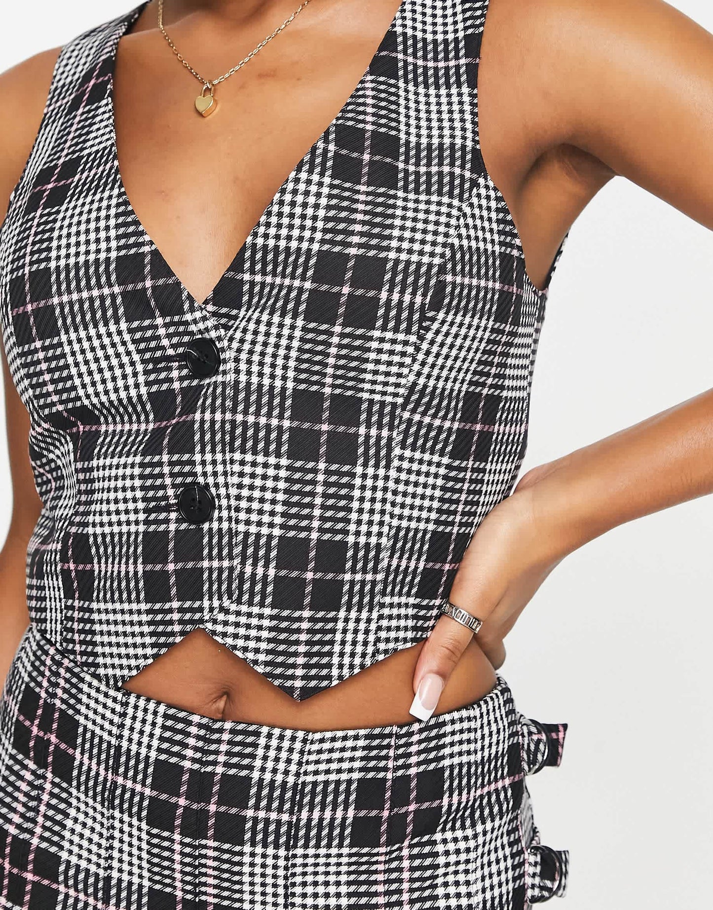 Miss Selfridge waistcoat co-ord in check