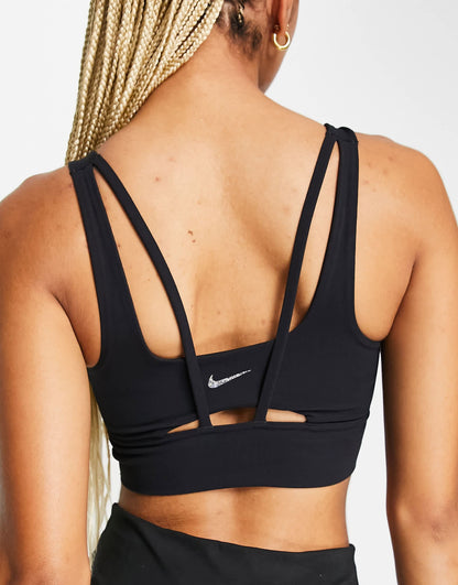 Nike Yoga Alate Eclipse strappy light support sports bra in black