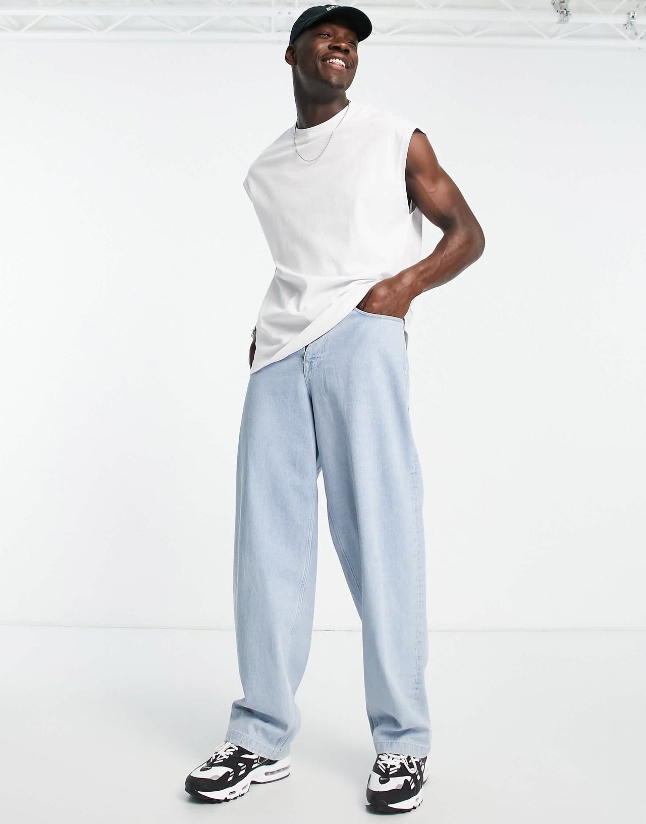 Bershka oversized vest in white