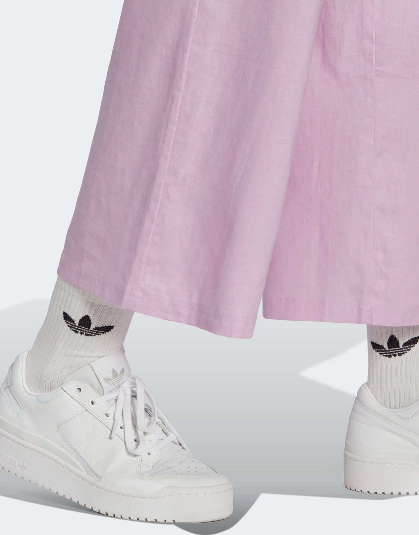 adidas Originals wide leg cropped trousers in bliss purple