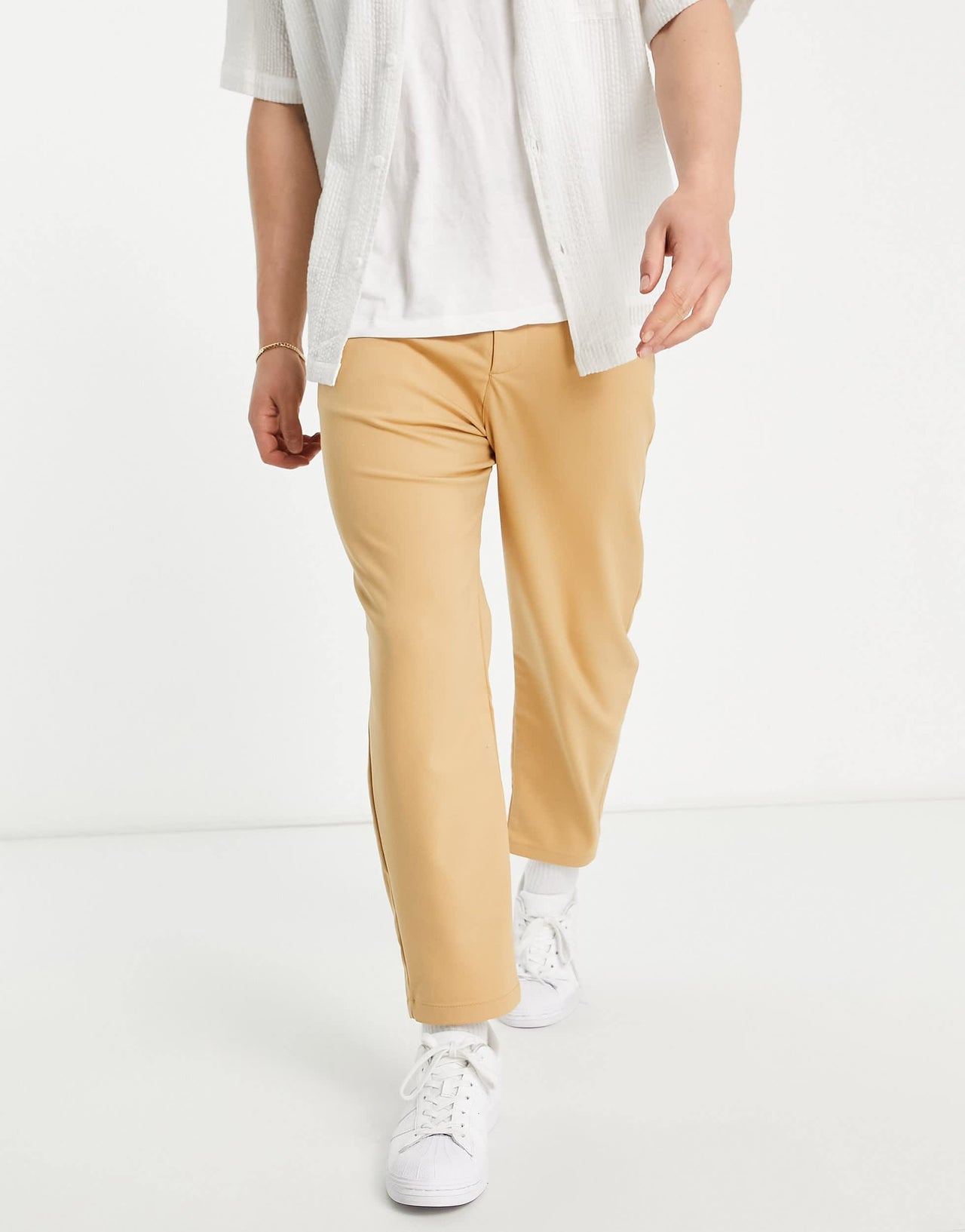 Pull&Bear loose tailored trouser in camel