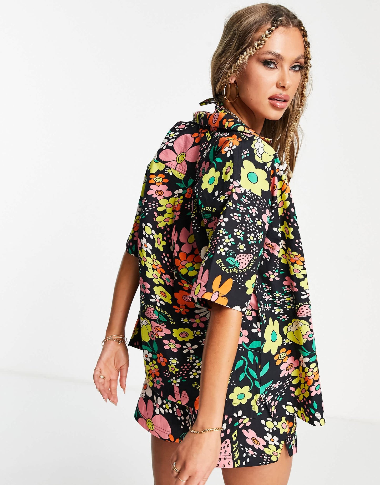 Damson Madder beach shirt co-ord in floral print