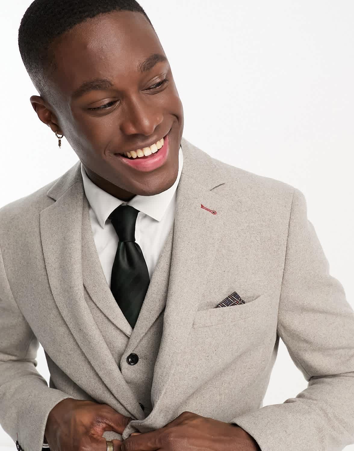 Harry Brown Wedding wool mix slim fit suit jacket in light grey