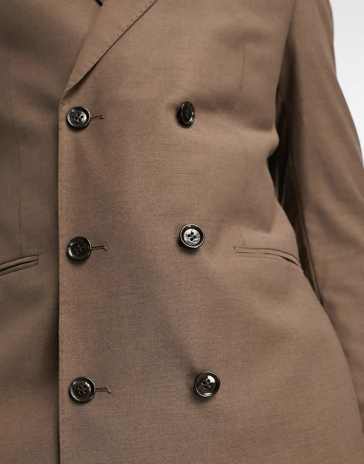 Harry Brown loose fit double breasted bamboo suit jacket in brown