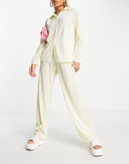 NaaNaa plisse trouser co-ord in cream