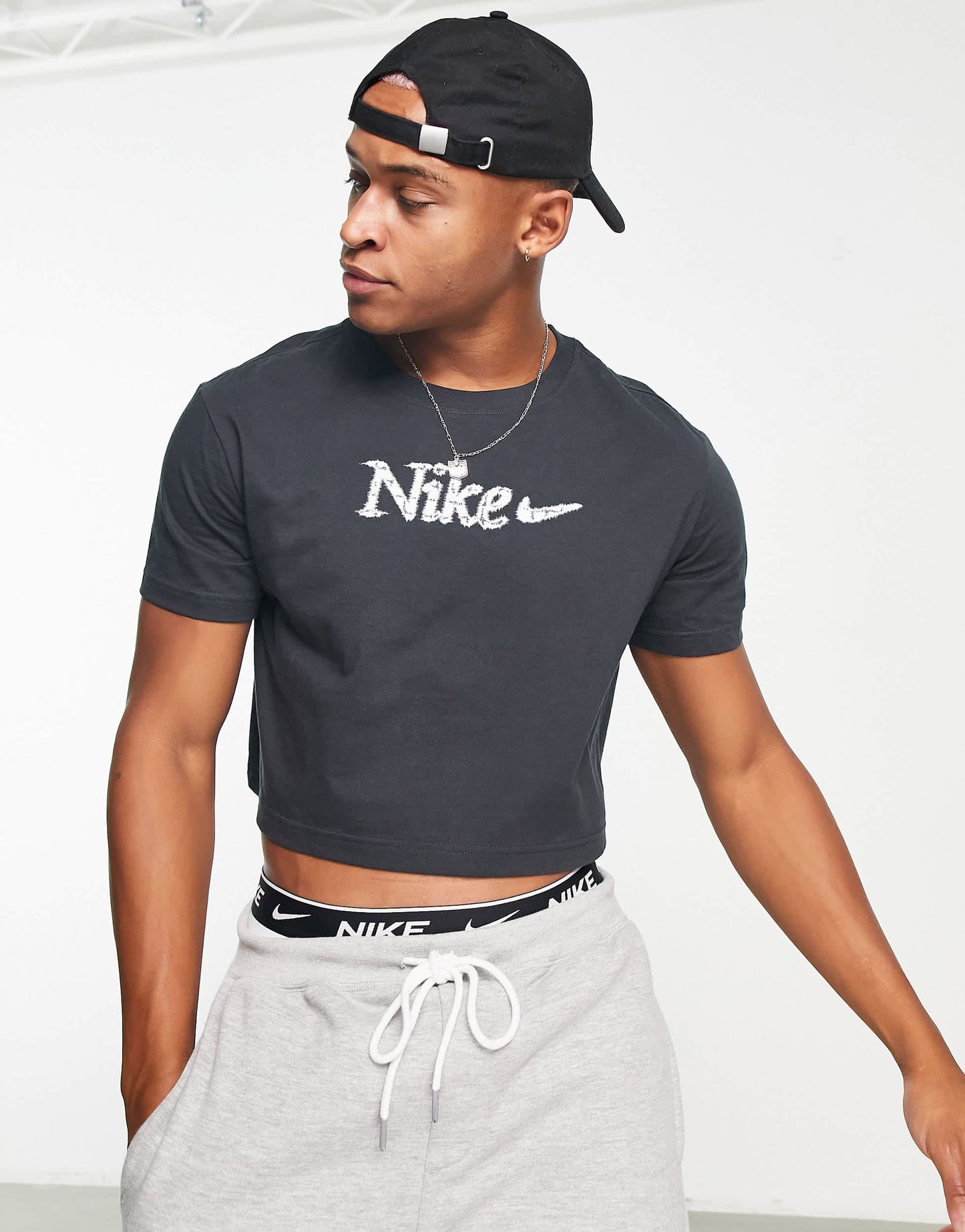 Nike Essential cropped t-shirt in black