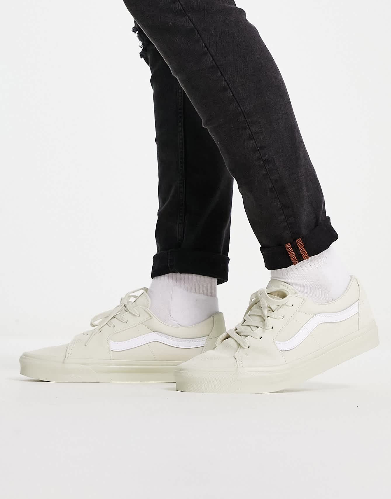 Vans SK8-Low trainers in off white suede
