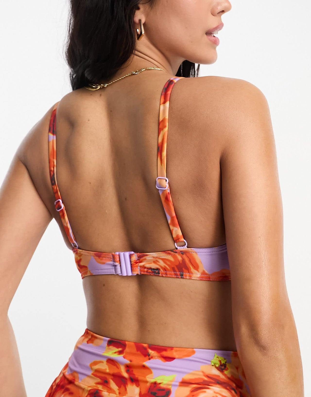 ASOS DESIGN monowire bikini top in oversize floral print