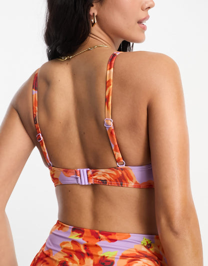 ASOS DESIGN monowire bikini top in oversize floral print