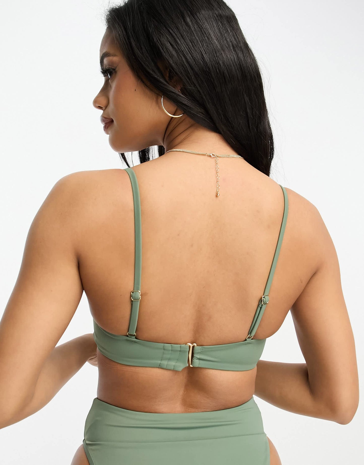 ASOS DESIGN seam detail crop bikini top in khaki