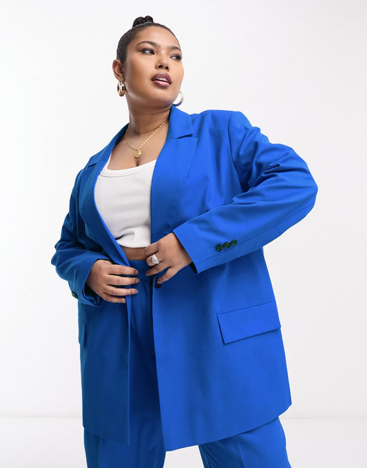 ASOS DESIGN Curve oversized suit blazer in electric blue