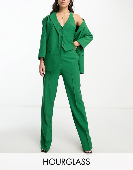 ASOS DESIGN Hourglass Mix & Match slim straight suit trousers in green