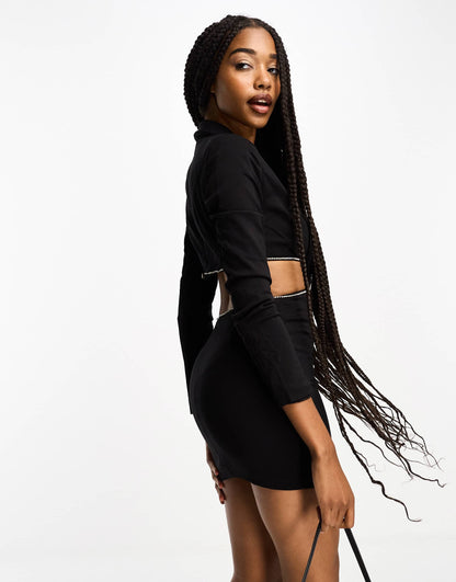 Simmi Tall twist front blazer dress in black