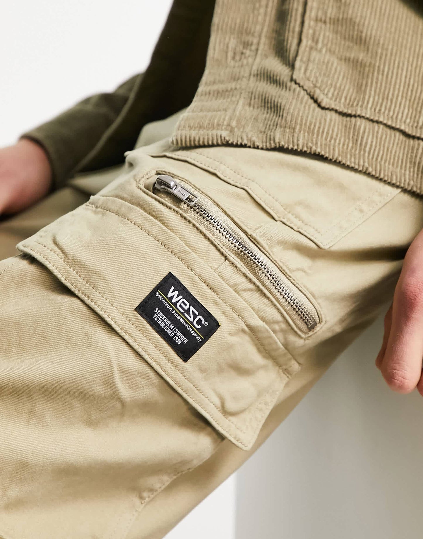 WESC tapered cargos in beige
