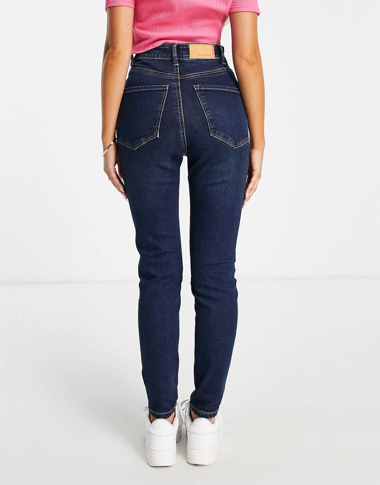 Stradivarius Petite super high waist skinny jean in dark wash