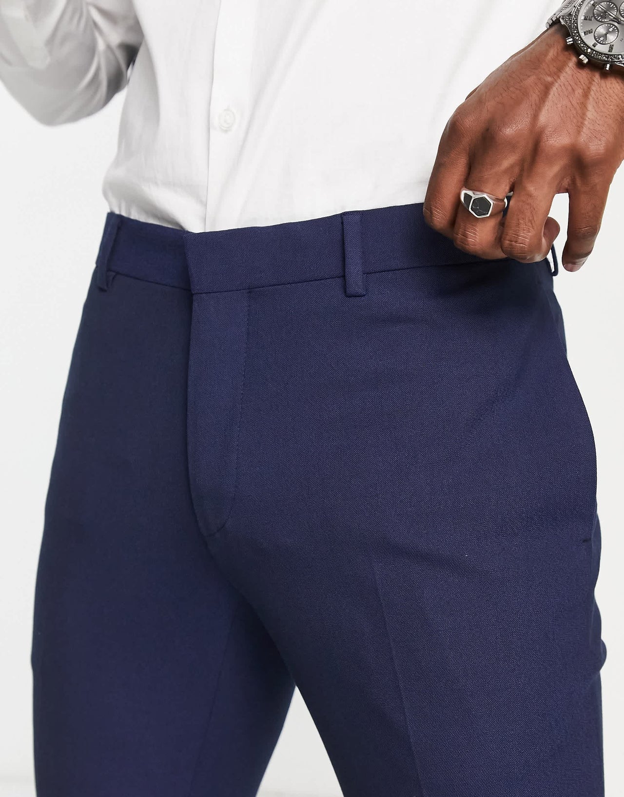 River Island super skinny suit trousers in navy