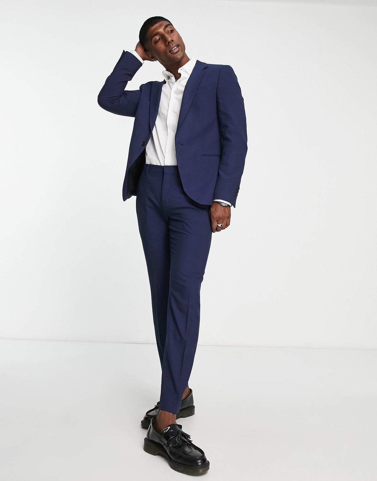 River Island super skinny suit trousers in navy