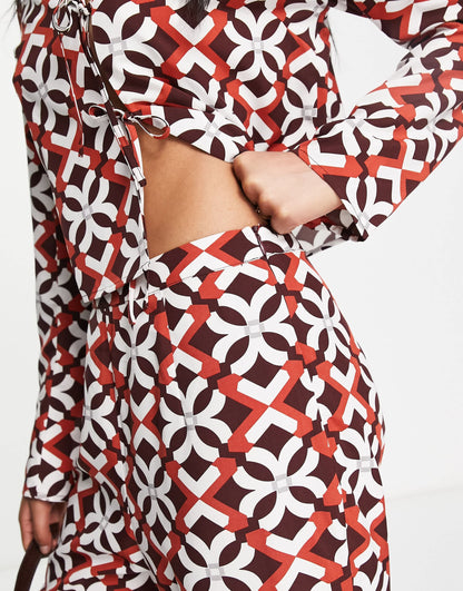 Lola May fit and flare trousers co-ord in floral print