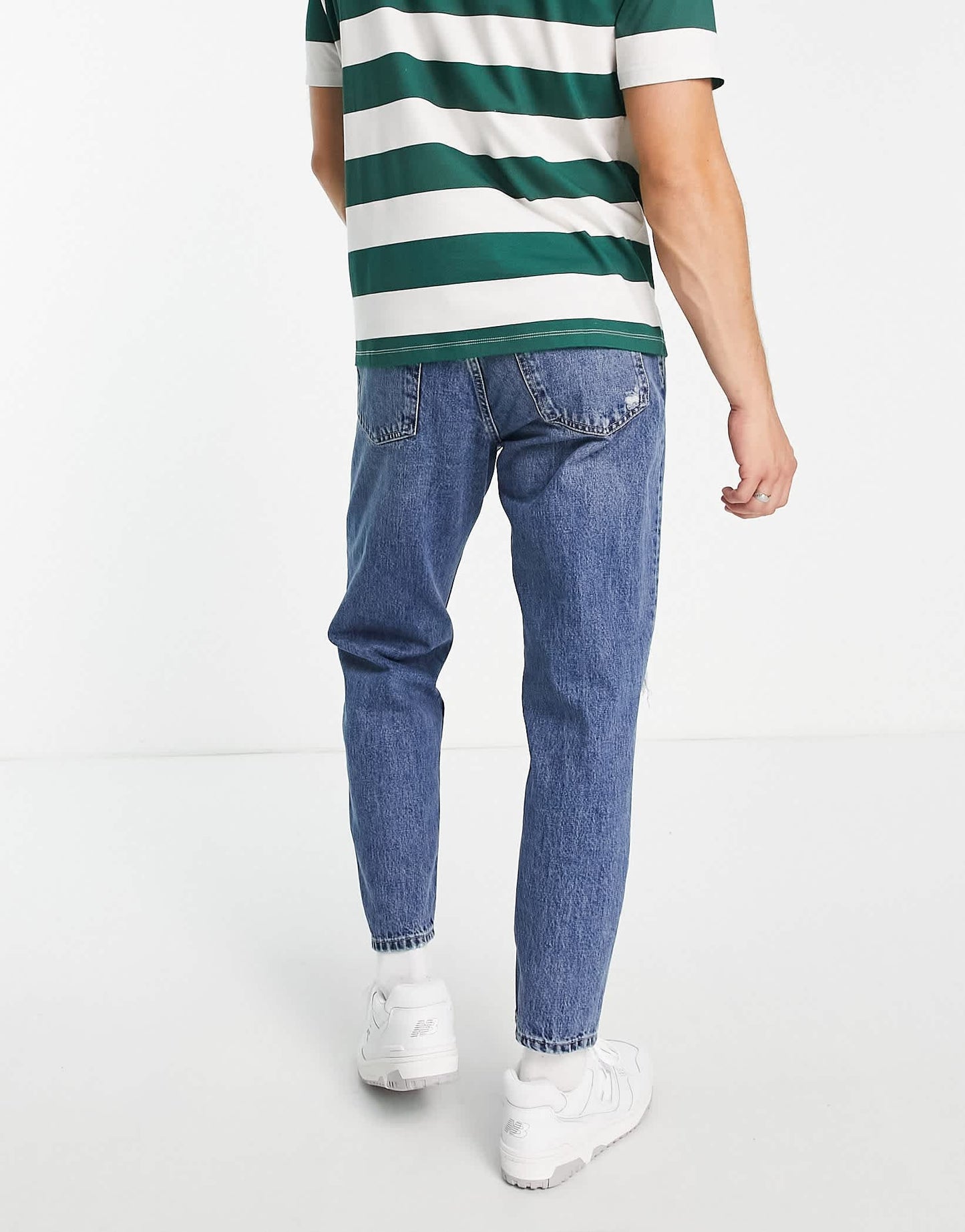Pull&Bear standard fit jeans with rips in blue