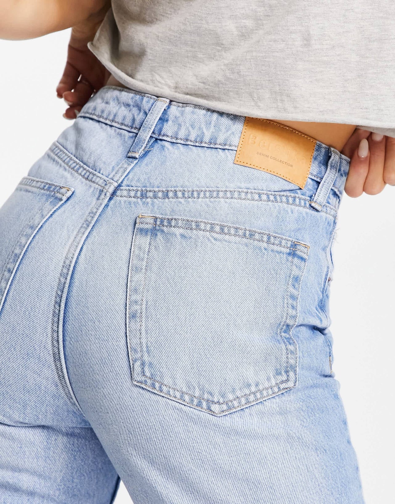 Bershka mom jeans in mid blue