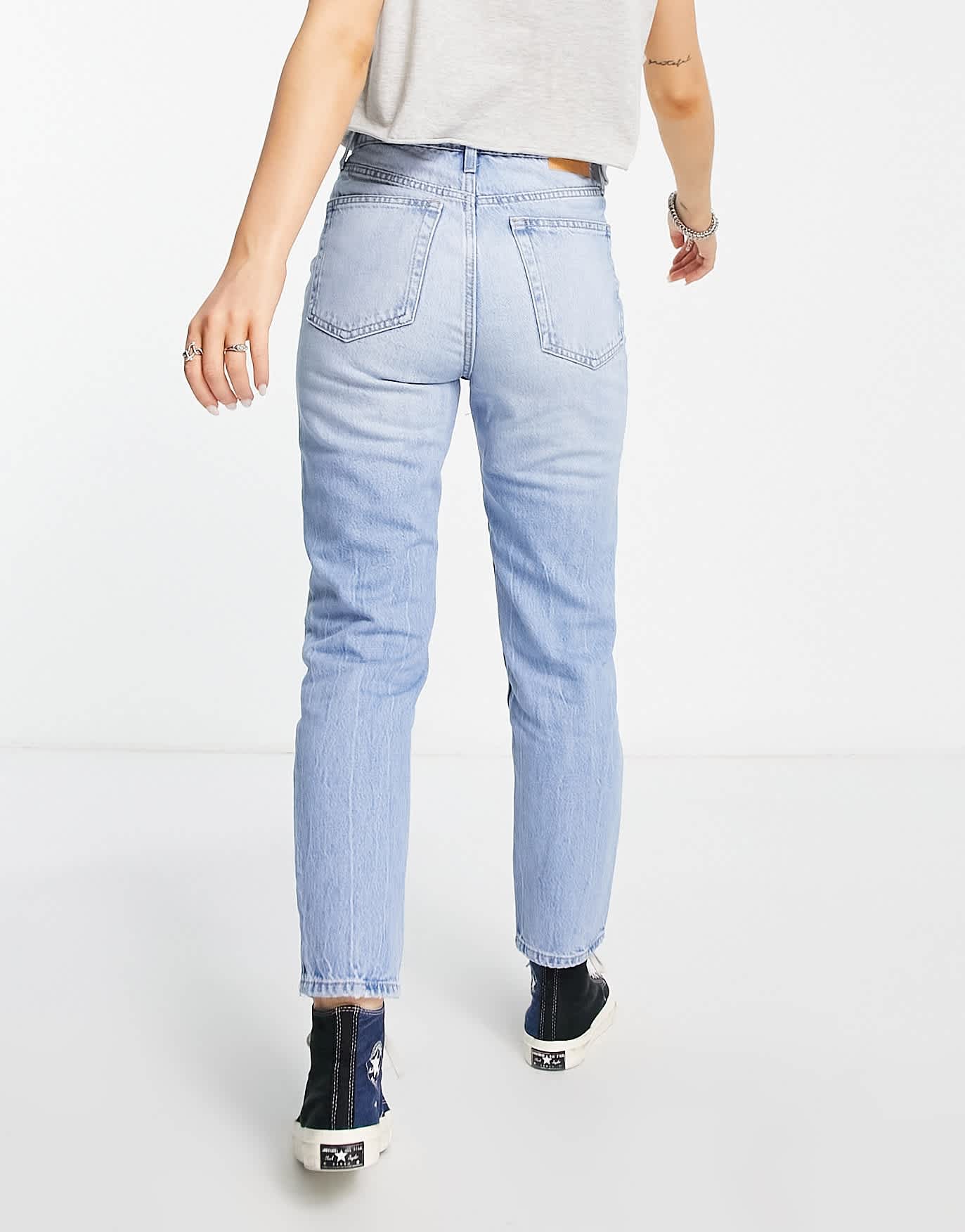Bershka mom jeans in mid blue