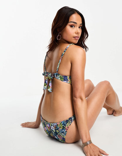 Onia v neck bikini top in black tropical print