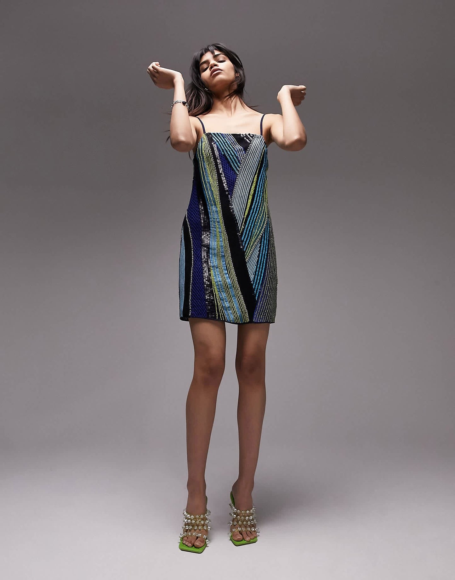 Topshop cami embellished mini dress in multi