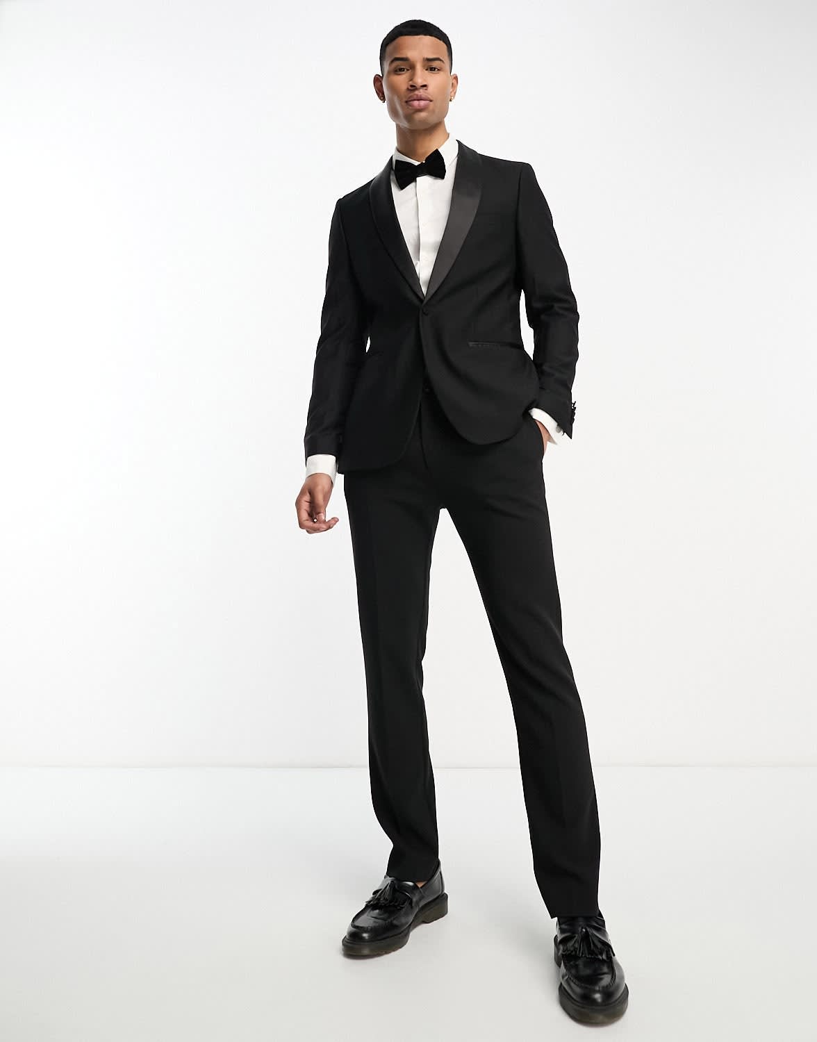French Connection suit jacket in black with contrasting lapels