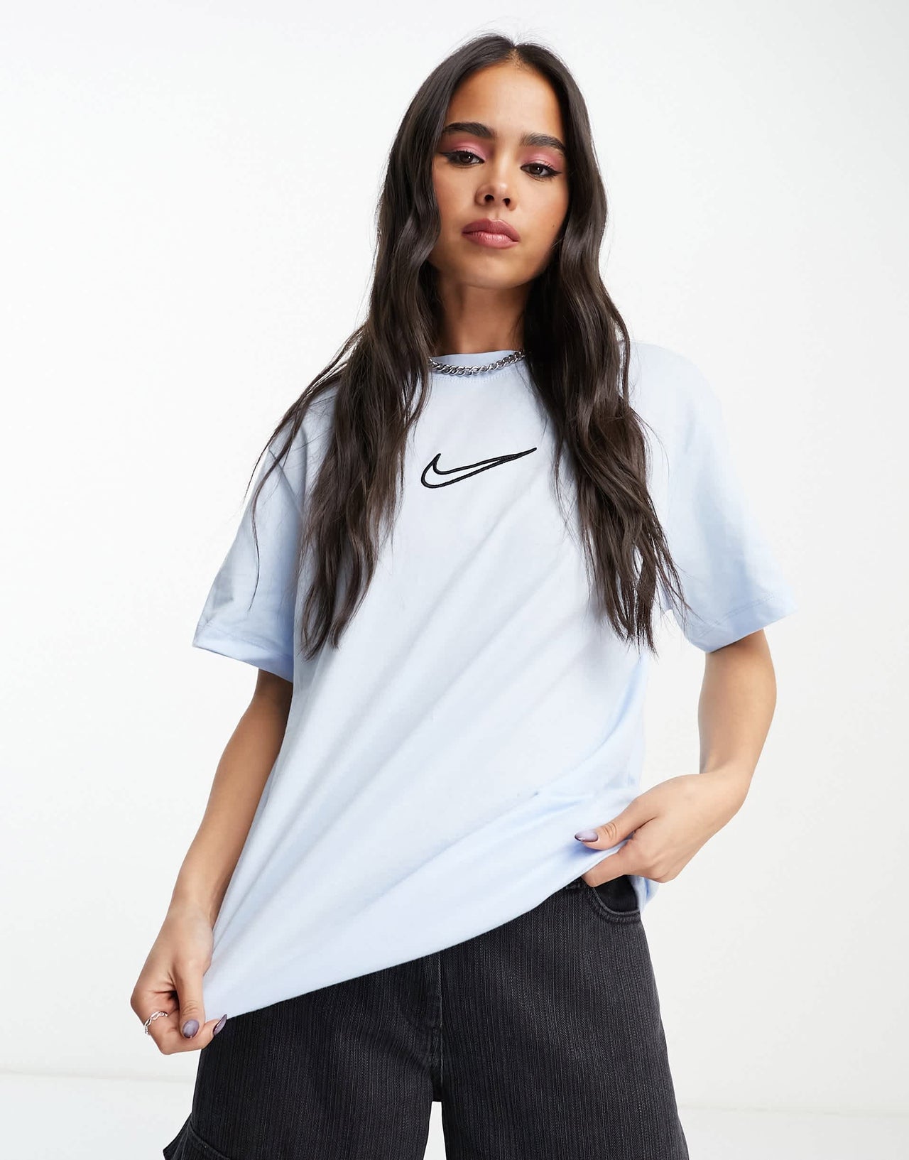 Nike Midi Swoosh t-shirt in celestine blue